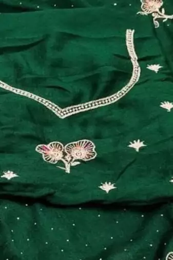 Green Color embroidery work Silk Sree