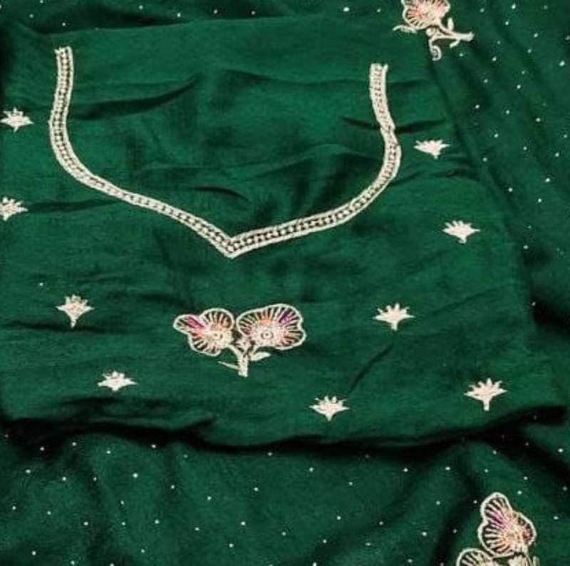 Green Color embroidery work Silk Sree