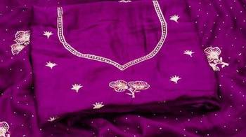 Lavender Color embroidery work Silk Sree 3