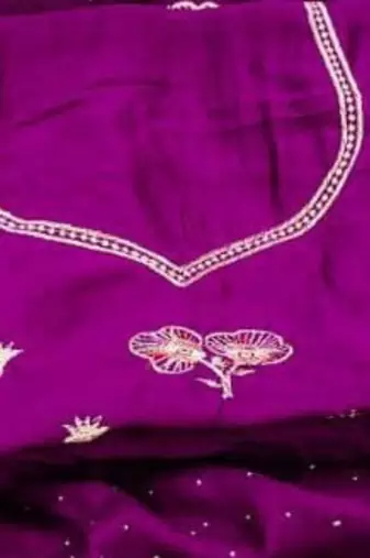 Lavender Color embroidery work Silk Sree