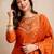 Orange vichitra silk heavy thread embroidery work kurta pant set