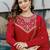 Red vichitra silk heavy thread embroidery work kurta pant set