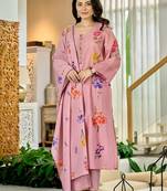 Pink chanderi butti printed kurta pant set