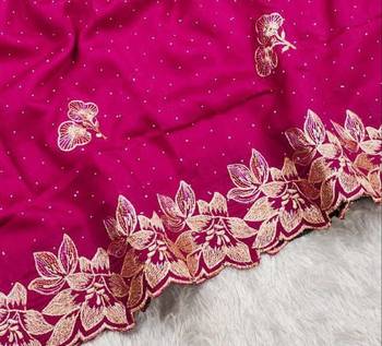 Rani Pink Color embroidery work Silk Sree 2