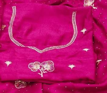 Rani Pink Color embroidery work Silk Sree 3