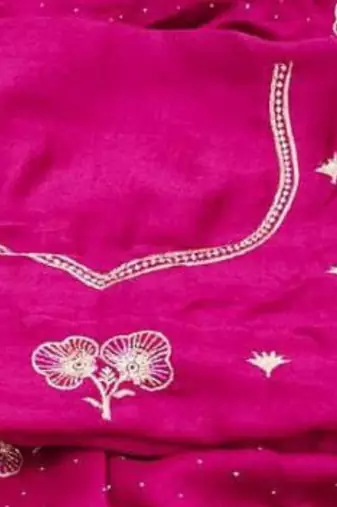 Rani Pink Color embroidery work Silk Sree