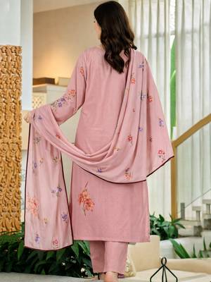 Pink chanderi butti printed kurta pant set 3