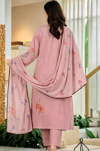 Pink chanderi butti printed kurta pant set