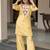 Yellow french crepe heavy thread embroidery work kurta with pant