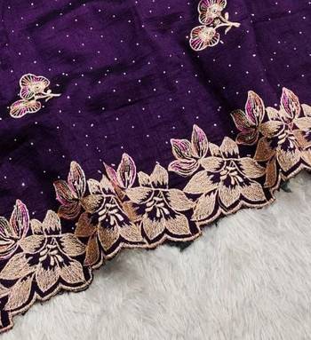 Purple Color embroidery work Silk Sree 2