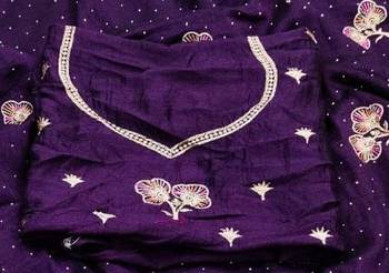 Purple Color embroidery work Silk Sree 3