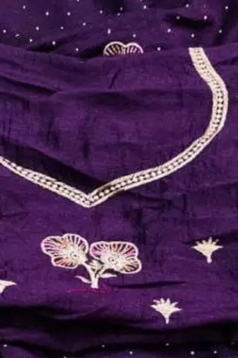 Purple Color embroidery work Silk Sree