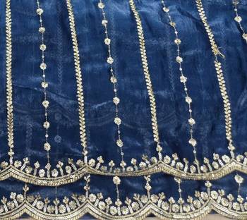 Blue Color Sequence Emrodairy Work Sattin Saree 2