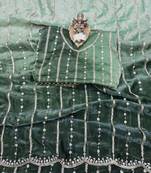 Olive Color Sequence Emrodairy Work Sattin Saree