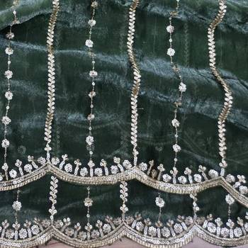 Olive Color Sequence Emrodairy Work Sattin Saree 2