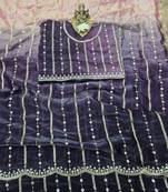 Purple Color Sequence Emrodairy Work Sattin Saree