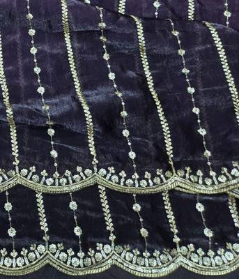 Purple Color Sequence Emrodairy Work Sattin Saree 2