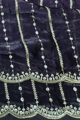 Purple Color Sequence Emrodairy Work Sattin Saree