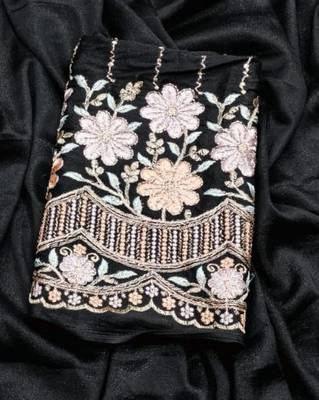 Black Color  Heavy hand work and embroidery work Georgette Saree 1
