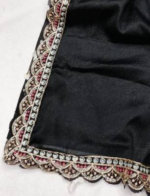 Black Color  Heavy hand work and embroidery work Georgette Saree 2