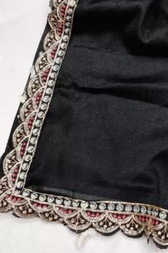 Black Color  Heavy hand work and embroidery work Georgette Saree