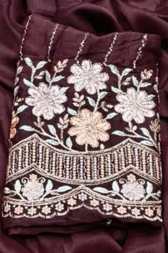 Maroon Color  Heavy hand work and embroidery work Georgette Saree