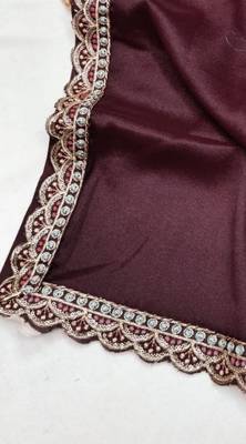 Maroon Color  Heavy hand work and embroidery work Georgette Saree 3