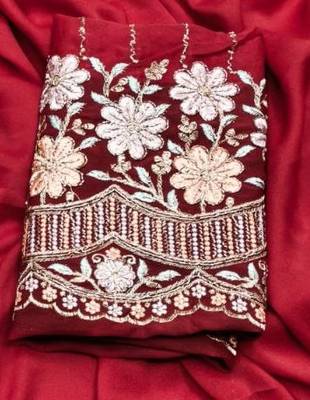 Red  Color  Heavy hand work and embroidery work Georgette Saree 2