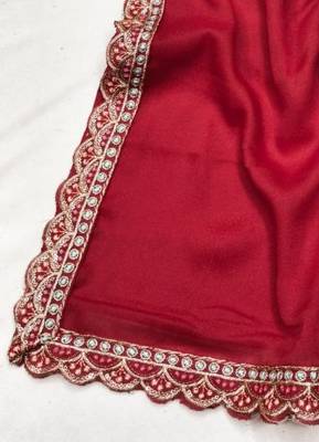 Red  Color  Heavy hand work and embroidery work Georgette Saree 3