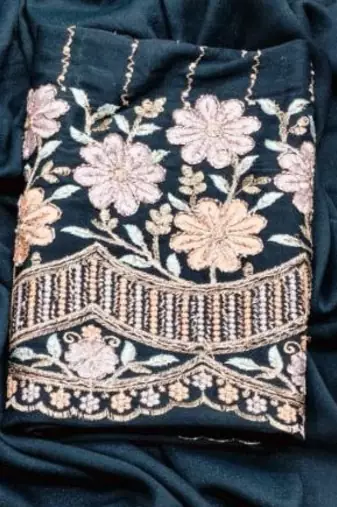 Teal  Color  Heavy hand work and embroidery work Georgette Saree