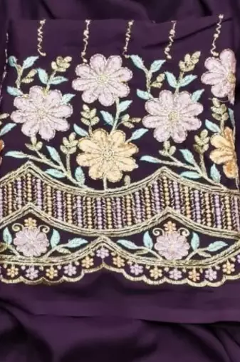 Wine Color  Heavy hand work and embroidery work Georgette Saree