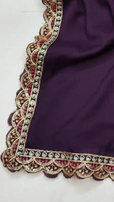 Wine Color  Heavy hand work and embroidery work Georgette Saree 3