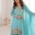 Elegant skyblue embroidered ethnic suit set for women