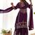 Wine chinon embroidered work kurti sharara set with dupatta