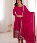 Ranipink designer party wear embroidered work anarkali set