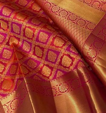 Rani pink maroon silk blend banarasi saree with unstitched blouse piece 2