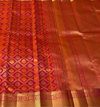 Rani pink maroon silk blend banarasi saree with unstitched blouse piece 4