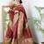 Maroon soft silk blend banarasi jacuard work designer party wear saree with unstitched blouse piece