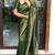 Green soft silk blend banarasi jacuard work designer party wear saree with unstitched blouse piece