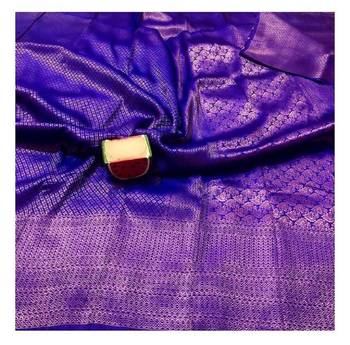 Ghreen silk blend banarasi saree with unstitched blouse piece 5