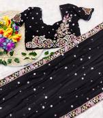 Black Color Sequence Embroidery work Georgette Saree