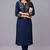 Navy embroidered rayon kurta set
