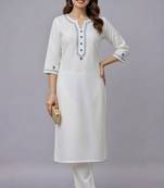 White embroidered rayon kurta set