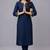 Navy embroidered rayon kurta set