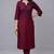 Maroon embroidered rayon kurta set