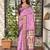Pink cotton bandhej jacquard thread weaving saree with contrast blouse piece