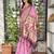 Pink cotton bandhej jacquard thread weaving saree with contrast blouse piece