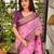 Pink cotton bandhej jacquard thread weaving saree with contrast blouse piece