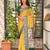Mustard cotton bandhej jacquard thread weaving saree with contrast blouse piece