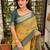 Mustard cotton bandhej jacquard thread weaving saree with contrast blouse piece